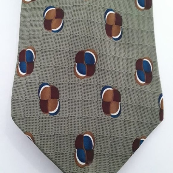 CROFT & BARROW SILK NECKTIE CLASSIC GEOMETRIC PATTERN - Picture 1 of 3